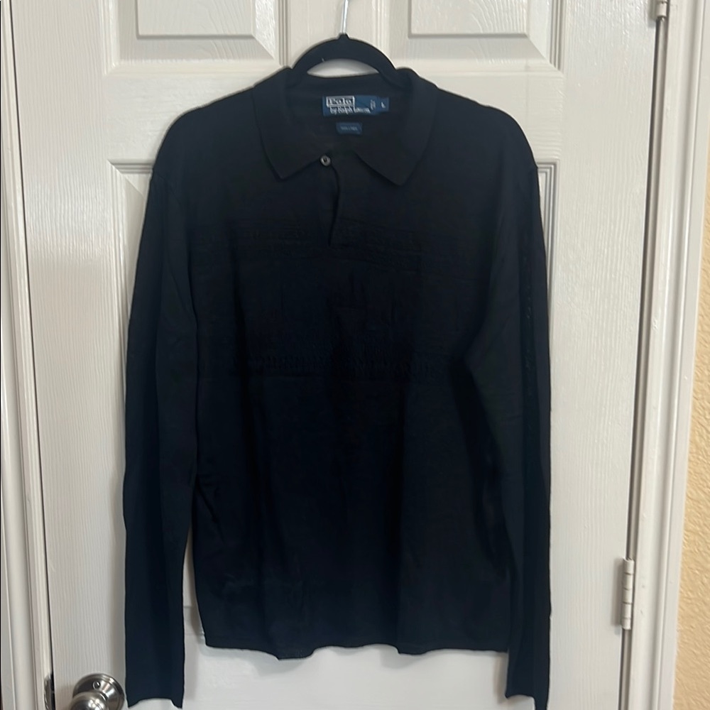 Ralph Lauren Black Linen Polo Shirt